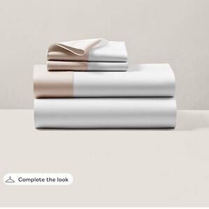 Ralph Lauren Home Organic Cotton Sateen Border Flat Sheet Coastal Sand tan TWIN